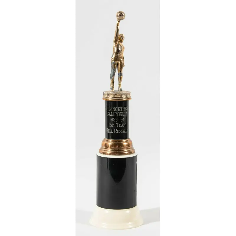Bill Russell "All-Northern California 1953-54 1st Team" Basketball Trophy W/COA