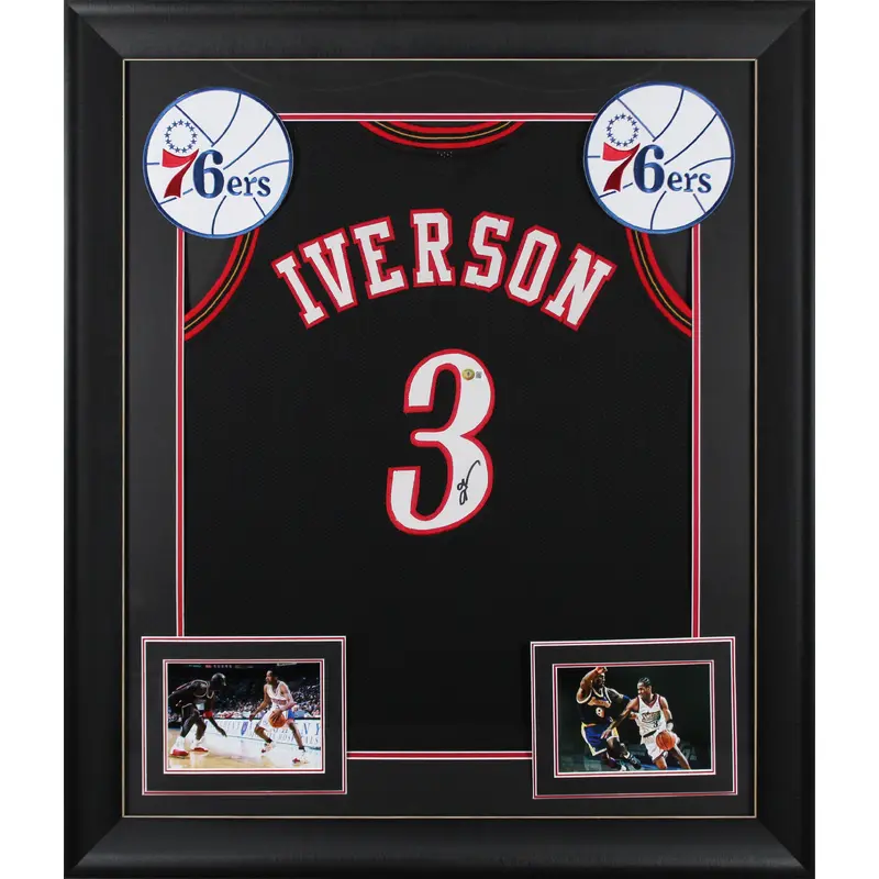 Allen Iverson Authentic Signed Black Pro Style Framed Jersey BAS Witnessed