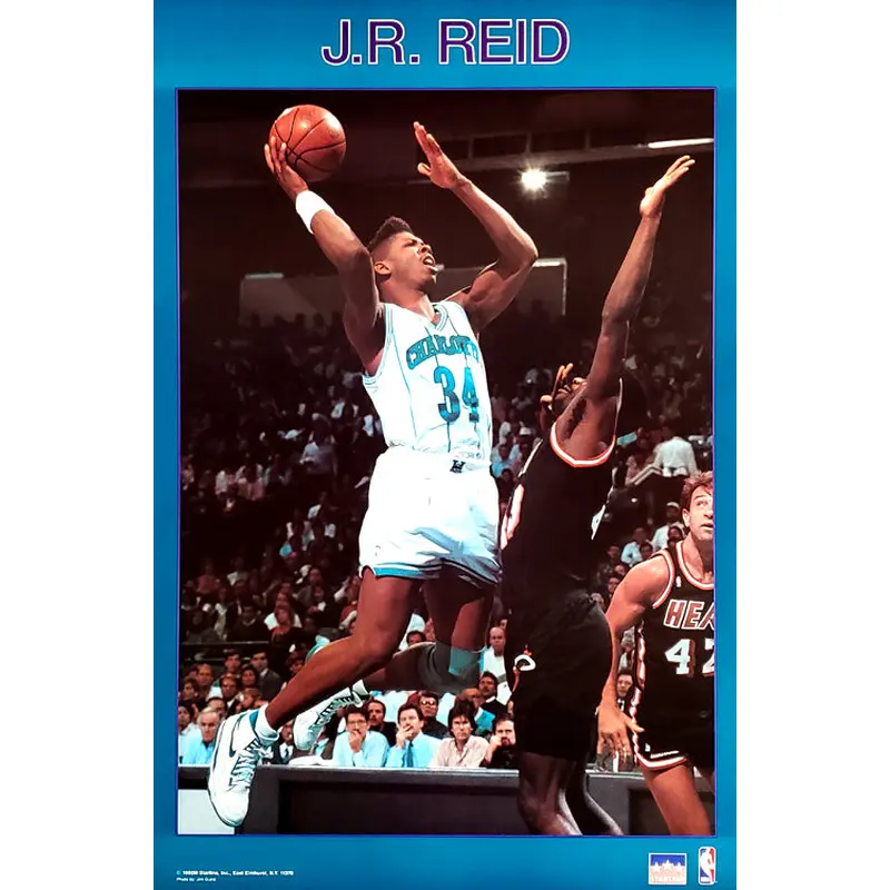 J.R. Reid Charlotte Hornets NBA Action Poster - Starline 1990