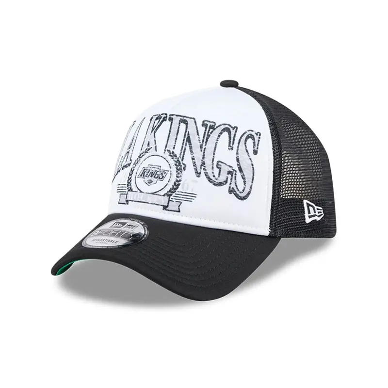 LA Kings NHL Distressed Black 9FORTY A-Frame Trucker Adjustable Cap