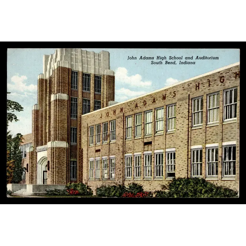 Vintage South Bend Adams HS Postcard