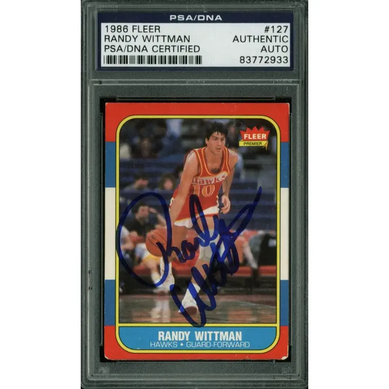 Hawks Randy Wittman Authentic Signed Card 1986 Fleer #127 PSA/DNA Slabbed