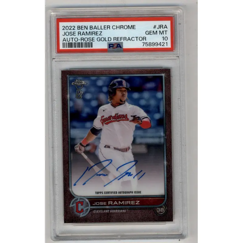 Jose Ramirez 2022 Ben Baller Chrome Rose Gold Auto 02/10 PSA 10 Gem Mint