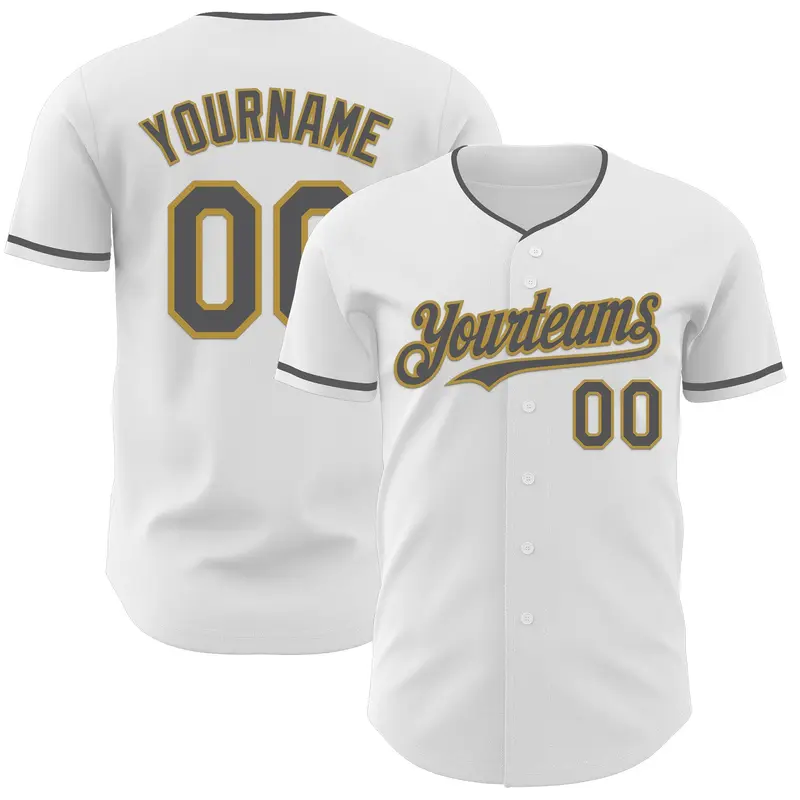 Custom White Steel Gray-Old Gold Authentic Baseball Jersey