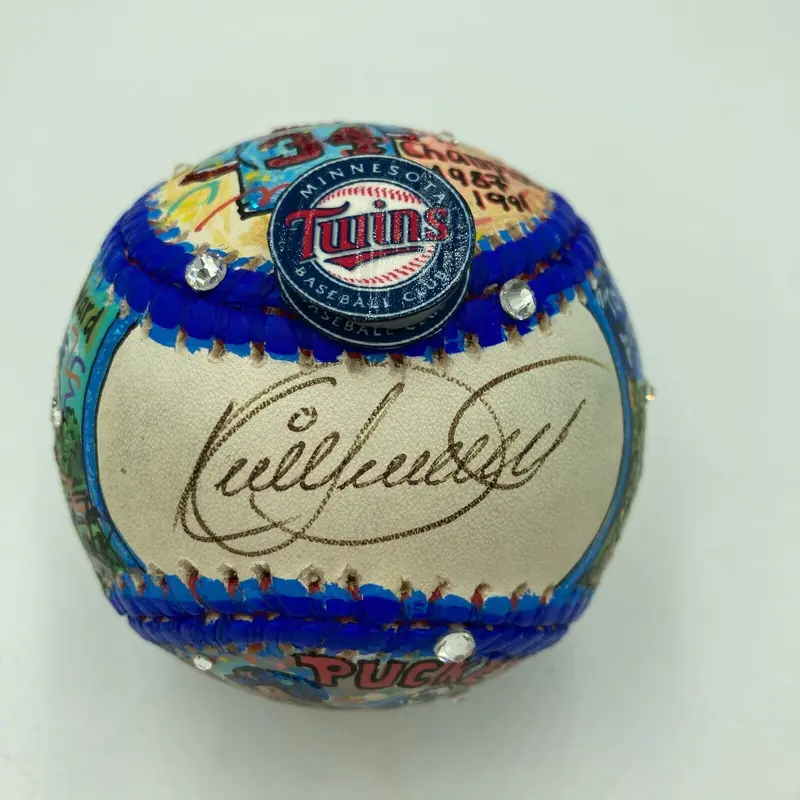 Kirby Puckett Signed Charles Fazzino Hand Painted Pop Art Baseball JSA COA