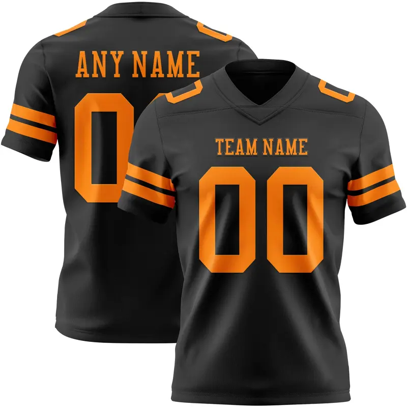 Custom Black Bay Orange Mesh Authentic Football Jersey