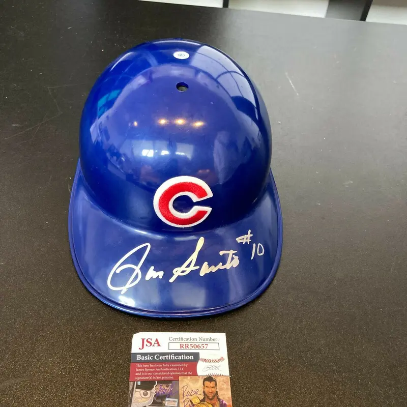 Ron Santo #10 Signed Chicago Cubs Game Model Baseball Helmet 1969 Cubs JSA COA