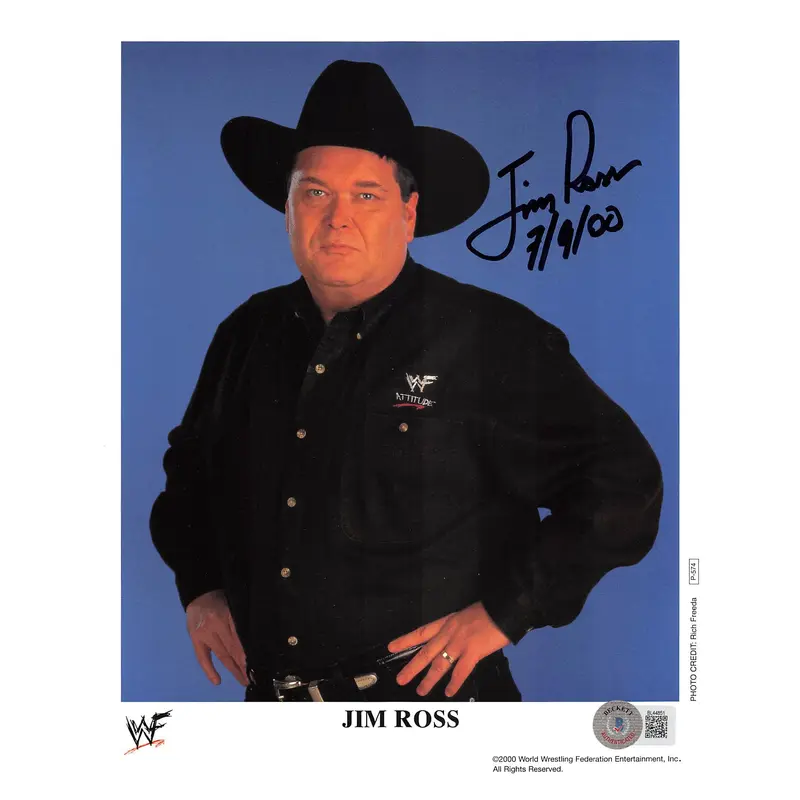 Jim Ross WWF "7/9/00" Authentic Signed 8x10 Photo Autographed BAS #BL44851