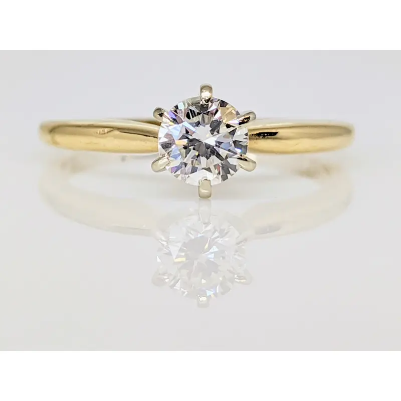 14K .35 CARAT TOTAL I1 J DIAMOND ROUND 6-PRONG SOLITARE ESTATE RING 2.1 GRAMS