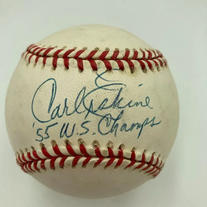 Carl Erskine 1955 World Series Champs Signed Official National League Baseball
