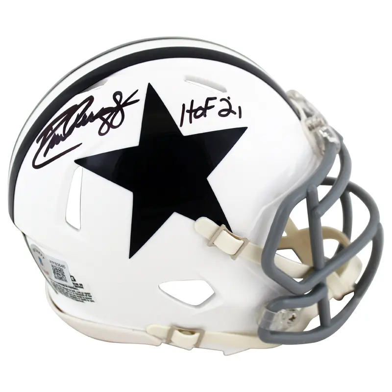 Cowboys Drew Pearson "HOF 21" Signed 1960-63 TB Speed Mini Helmet BAS Witnessed