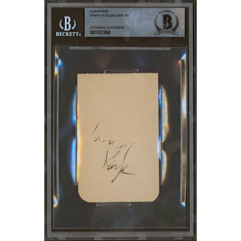 Danny Kaye & Jess Barker Authentic Signed 2.4x3.85 Album Page BAS Slabbed