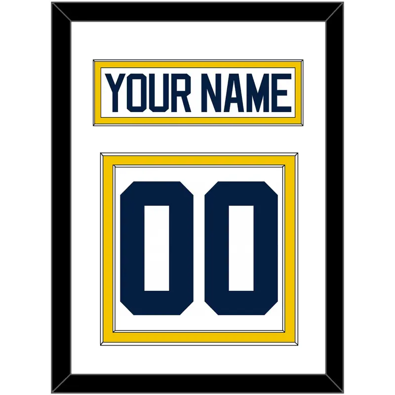 Michigan Hockey Nameplate & Number (Back) - Home White - Double Mat 1