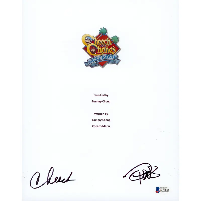 Cheech Marin & Tommy Chong Next Movie Authentic Signed Script Cover BAS #D78696