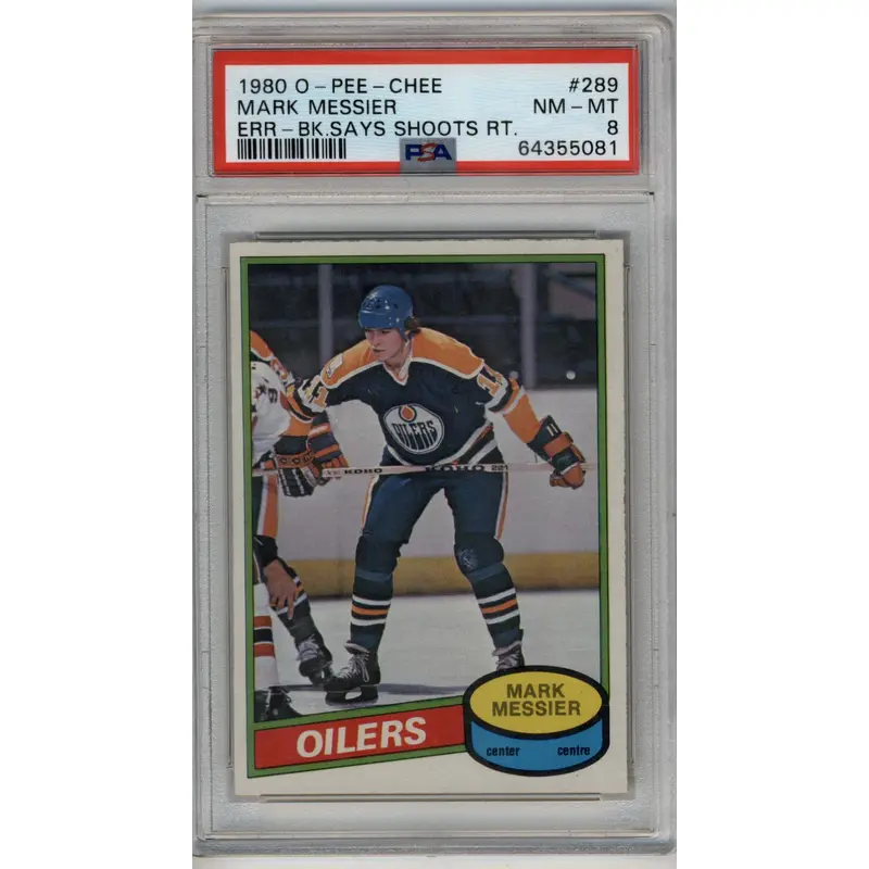 Mark Messier 1980-81 O-Pee-Chee Error PSA 8 Near Mint-Mint