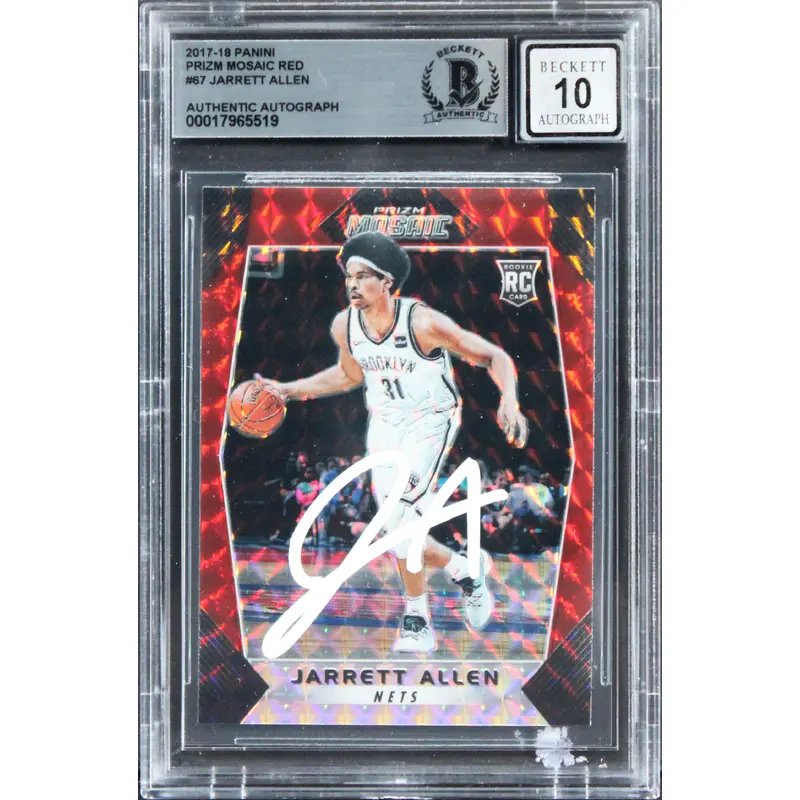Nets Jarrett Allen Signed 2017 Panini Prizm MR #67 Rookie Card Auto 10! BAS Slab