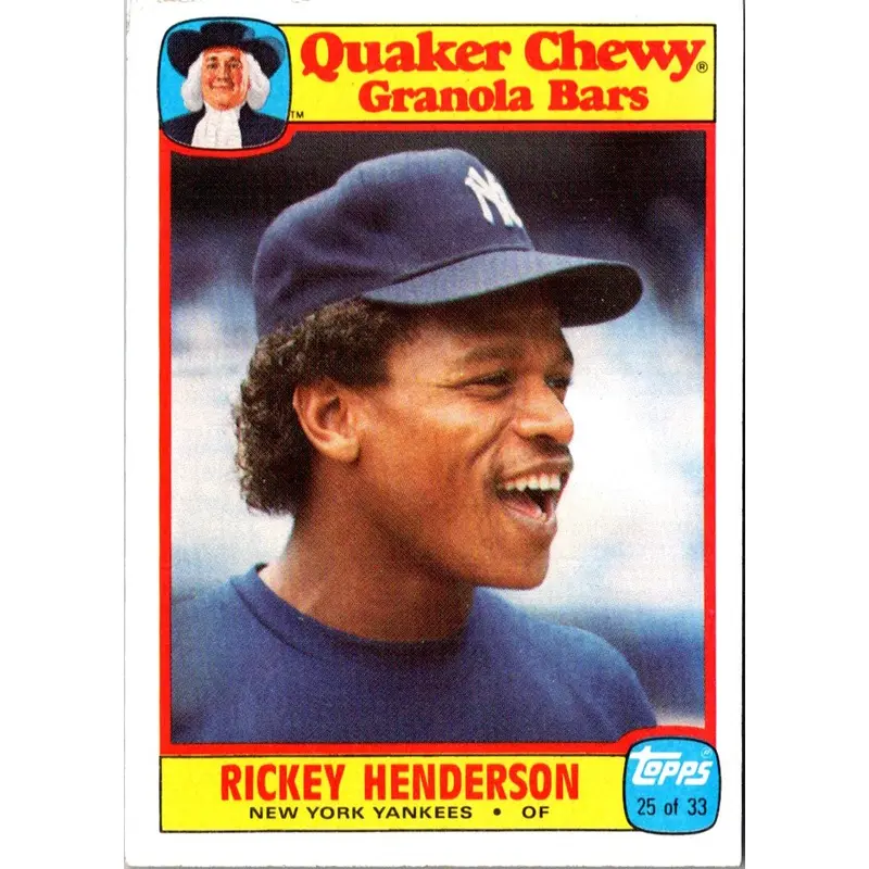 1986 Topps Quaker Granola Rickey Henderson #25