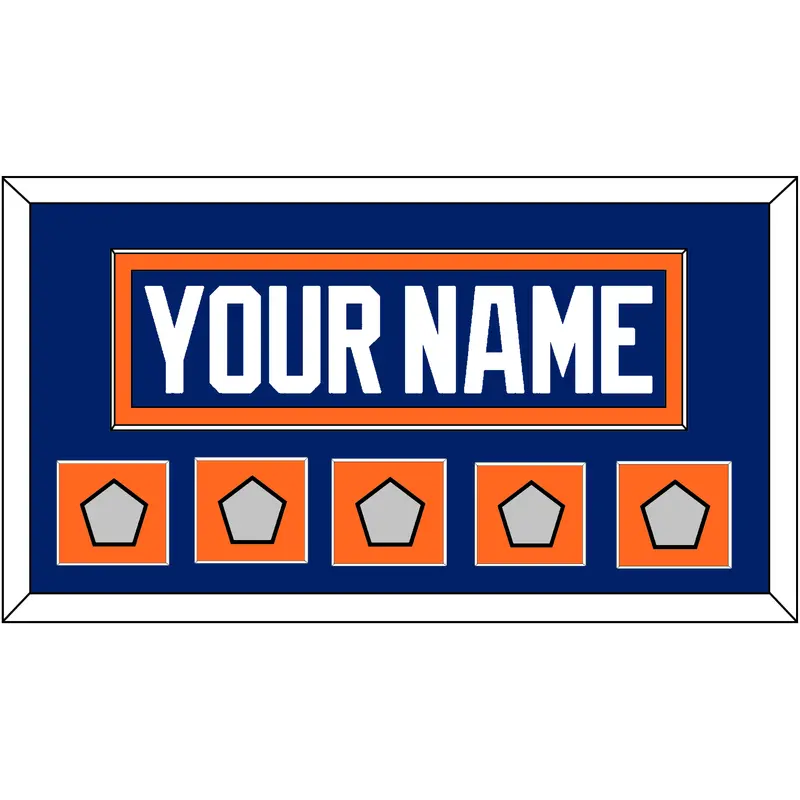 Edmonton Nameplate & 5 Stanley Cup Champions Patches - Road Blue (1981-1994) - Single Mat 2