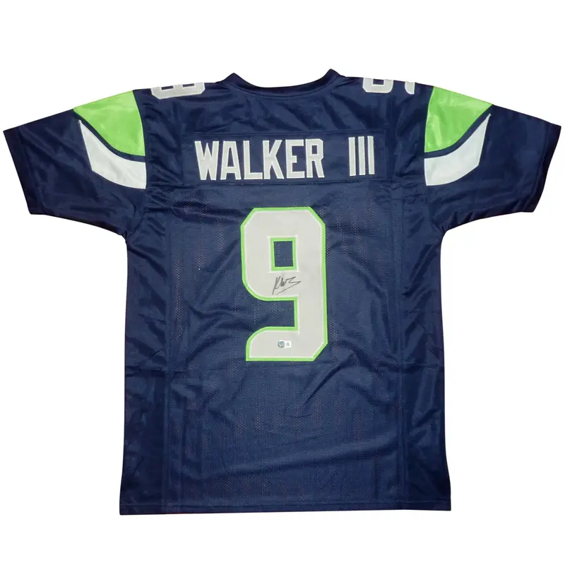 Kenneth Walker III Autographed Seattle (Blue #9) Custom Jersey  Beckett