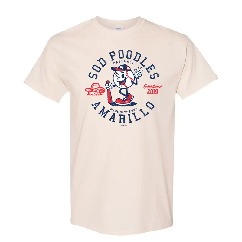 Amarillo Sod Poodles Baseball Wink Cream Tee