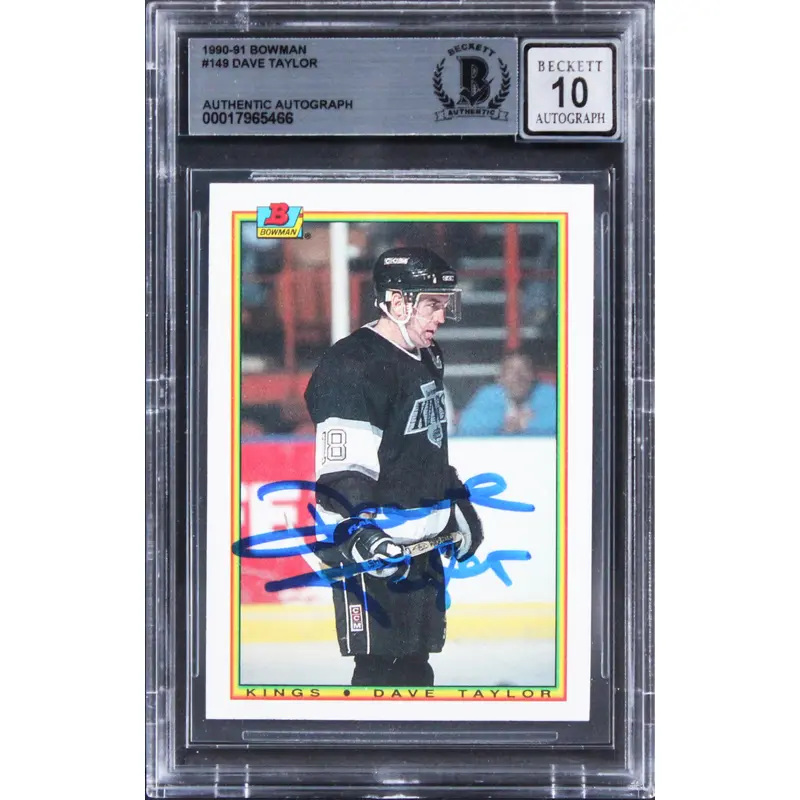 Kings Dave Taylor Signed 1990 Bowman #149 Card Auto Gem Mint 10! BAS Slabbed