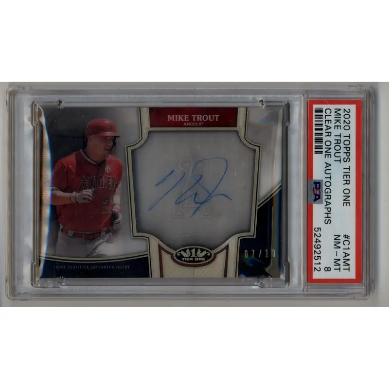 Mike Trout 2020 Topps Tier One Clear One Auto 07/10 PSA 8 Near Mint Mint