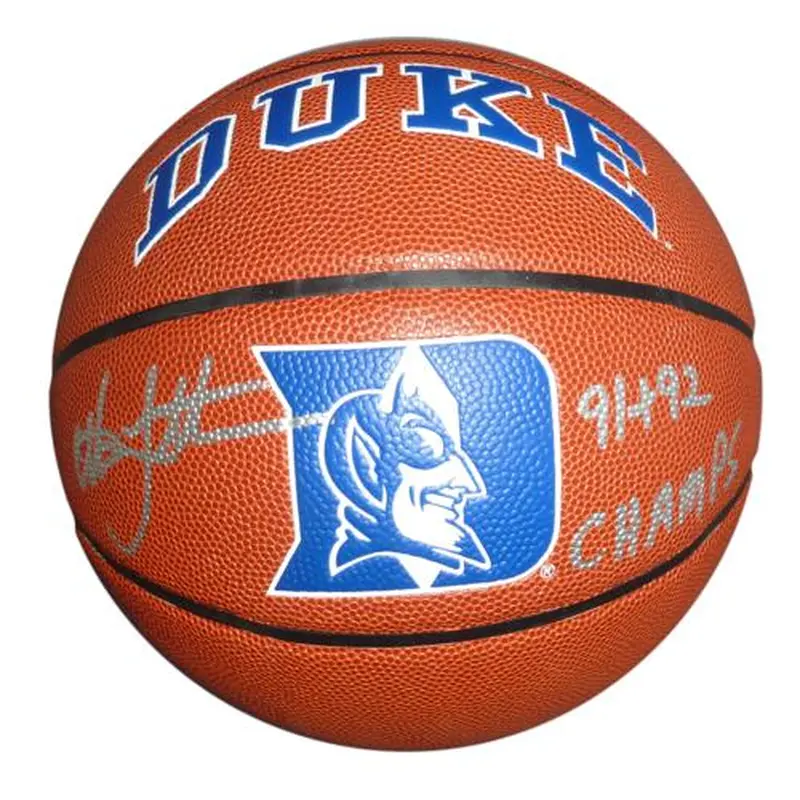 Christian Laettner Autographed Duke Blue Devils Full-Size Basketball w/ "91 + 92 Champs"