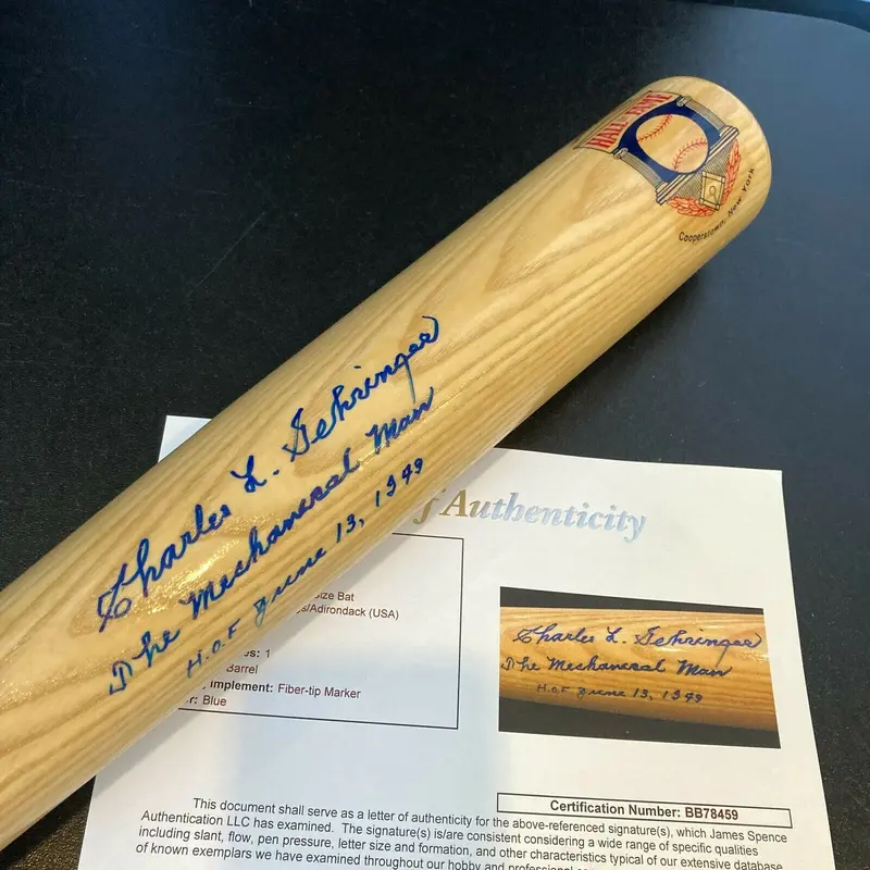 Charlie Gehringer The Mechanical Man HOF June 13, 1949 Signed Inscribed Bat JSA