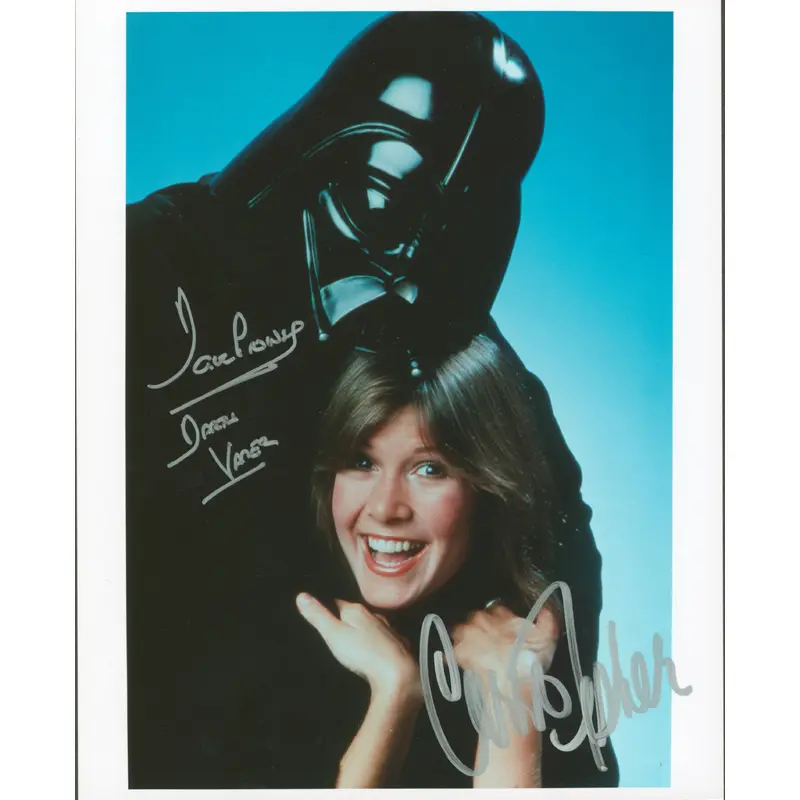 Carrie Fisher & David Prowse Star Wars Authentic Signed 8x10 Photo BAS #AB14170