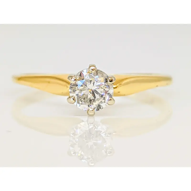 14K .38 CARAT TOTAL I2 G DIAMOND ROUND SOLITARE ESTATE RING 1.7 GRAMS