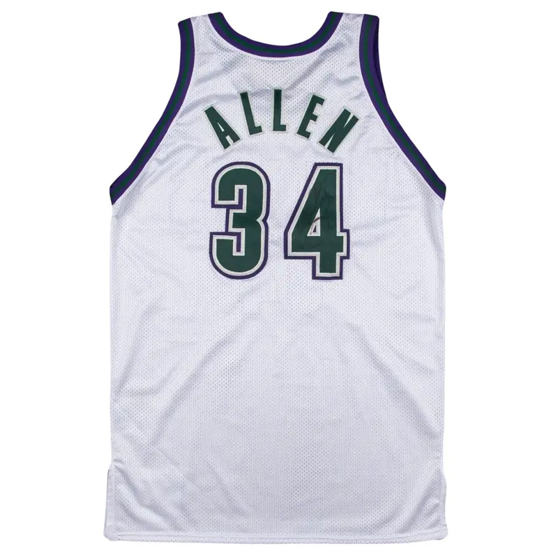 Ray Allen Game Used Team Issued Signed 1999 Milwaukee Bucks Jersey PSA & MEARS