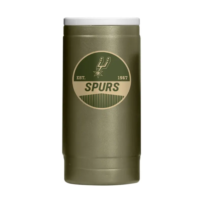 San Antonio Spurs  Badge Powder Coat Slim Can Coolie