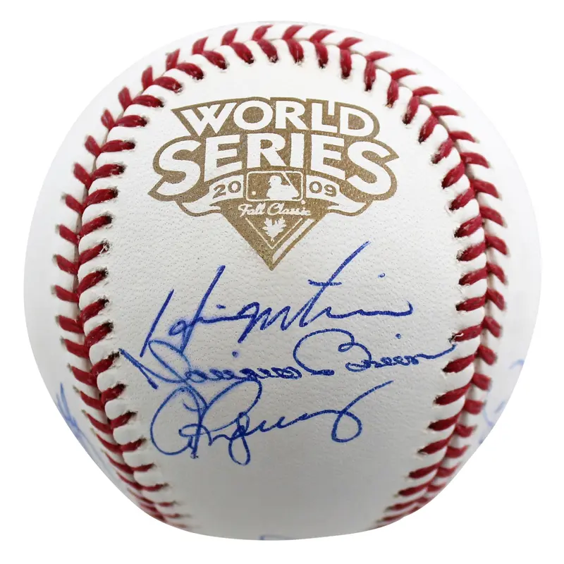2009 Yankees (9) Jeter Rivera Posada Signed 2009 WS Logo Oml Baseball Steiner