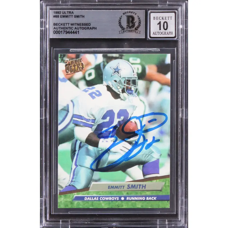 Cowboys Emmitt Smith Authentic Signed 1992 Ultra #88 Card Auto 10! BAS Slabbed