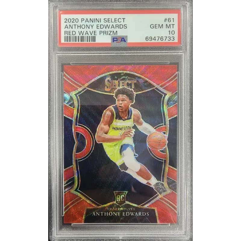 Anthony Edwards 2020 Panini Select #61 Red Wave PSA 10 Gem Mint