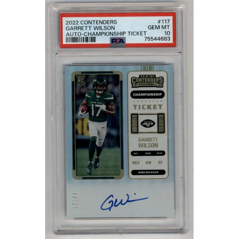 Garrett Wilson 2022 Contenders Championship Ticket Auto 35/49 PSA 10 Gem Mint