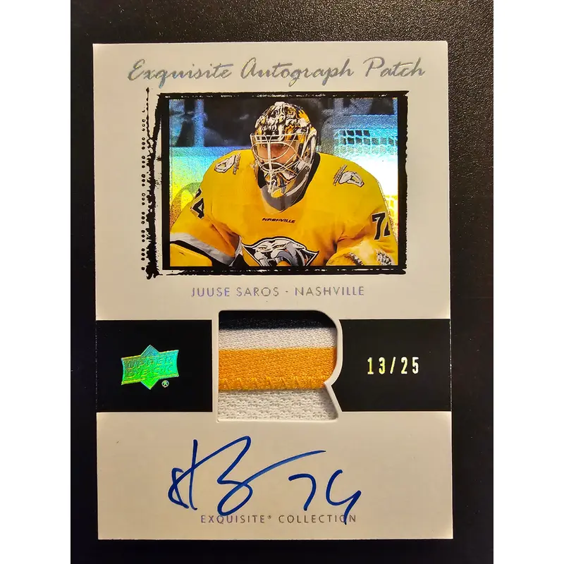 2022-23 Exquisite Collection 2003-04 Autograph Patch - Juuse Saros #ETJS /25
