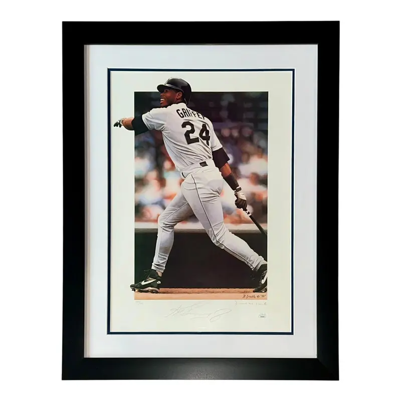 Ken Griffey Jr. Autographed Framed 22x28 Litho (JSA)