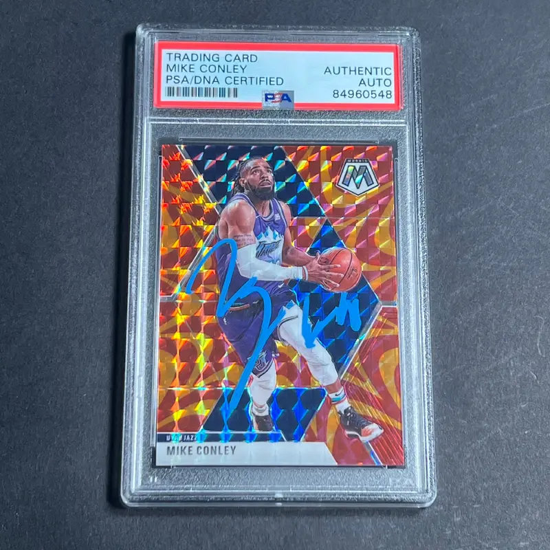 2019-20 Panini Mosaic #43 Mike Conley signed Card Auto PSA/DNA Slabbed Jazz