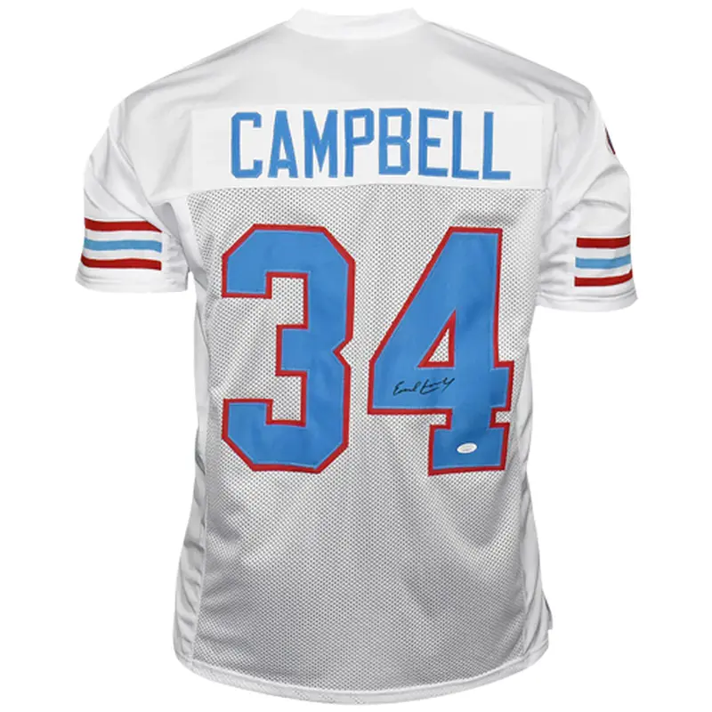 Earl Campbell Autographed Houston (White #34) Custom Jersey - JSA