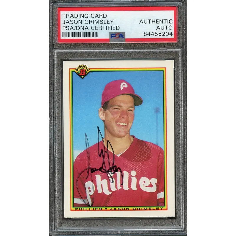 1990 Bowman #151 Jason Grimsley Signed Card PSA Slabbed Auto Phillies