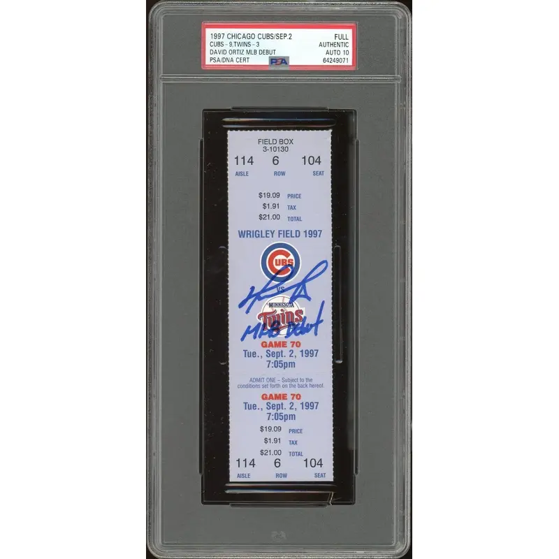 David Ortiz MLB Debut Signed Inscribed Full Ticket September 2, 1997 PSA DNA