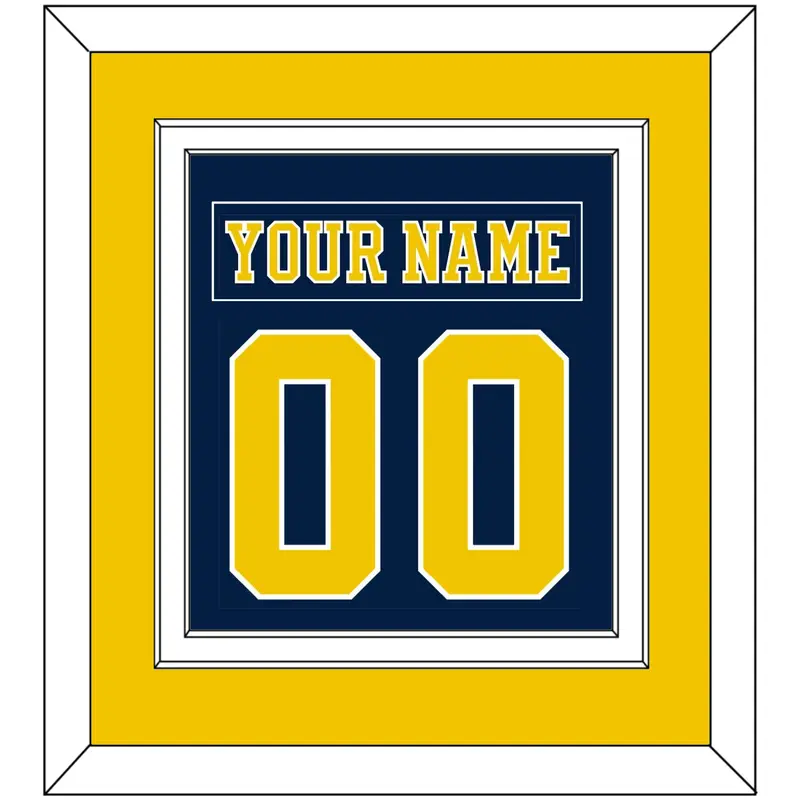 Michigan Hockey Nameplate & Number (Back) Combined - Road Blue (2019-2020) - Double Mat 2
