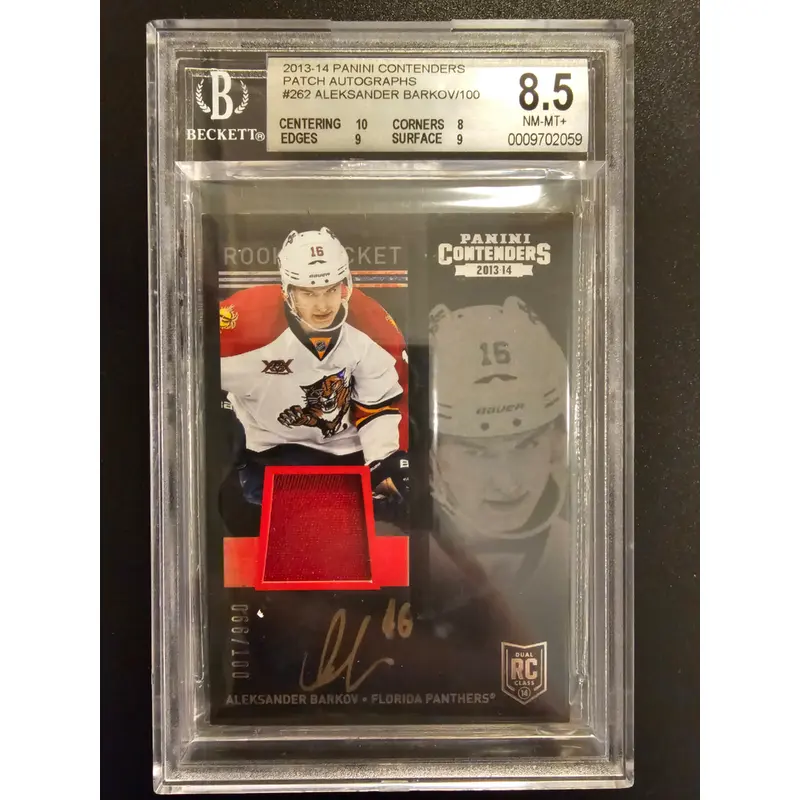 2013-14 Panini Contenders - Patch Autographs Aleksander Barkov #262 /100 BGS 8.5 RC