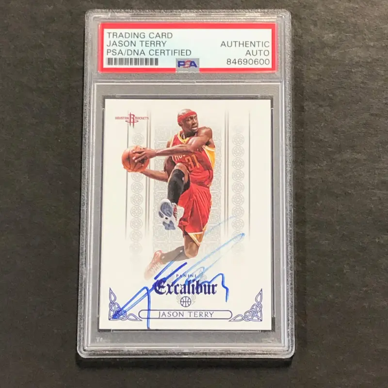 2014-15 Panini Excalibur #133 Jason Terry Signed Card AUTO PSA Slabbed Rockets