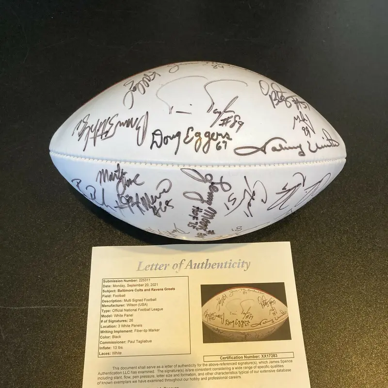 Johnny Unitas Baltimore Colts & Ravens Legends Signed Football 26 Sigs JSA COA
