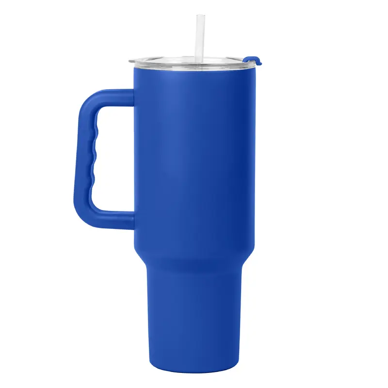 Plain Royal 40oz Powder Coat Tumbler w/ Color Handle