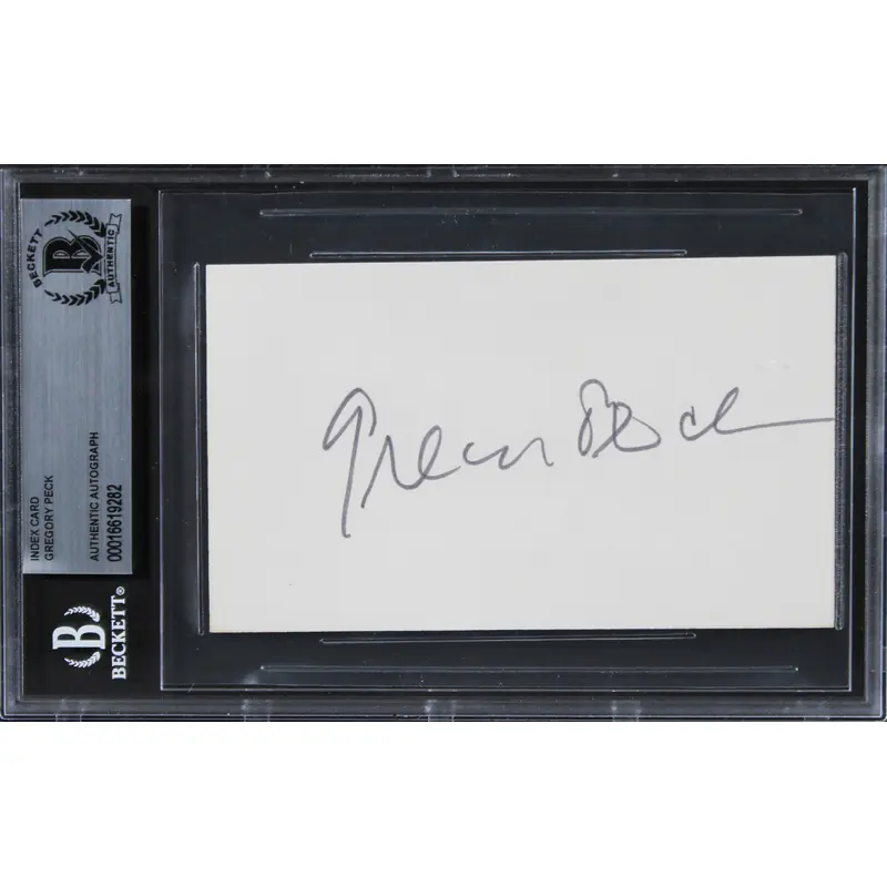 Gregory Peck To Kill a Mockingbird Authentic Signed 3x5 Index Card BAS Slabbed