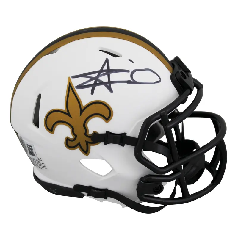 Saints Alvin Kamara Authentic Signed Lunar Speed Mini Helmet BAS Witnessed