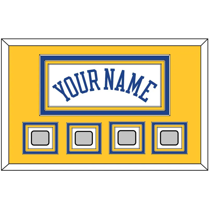 Golden State Name & 4 Champions Patches - Home White (2010-2019) - Triple Mat 3
